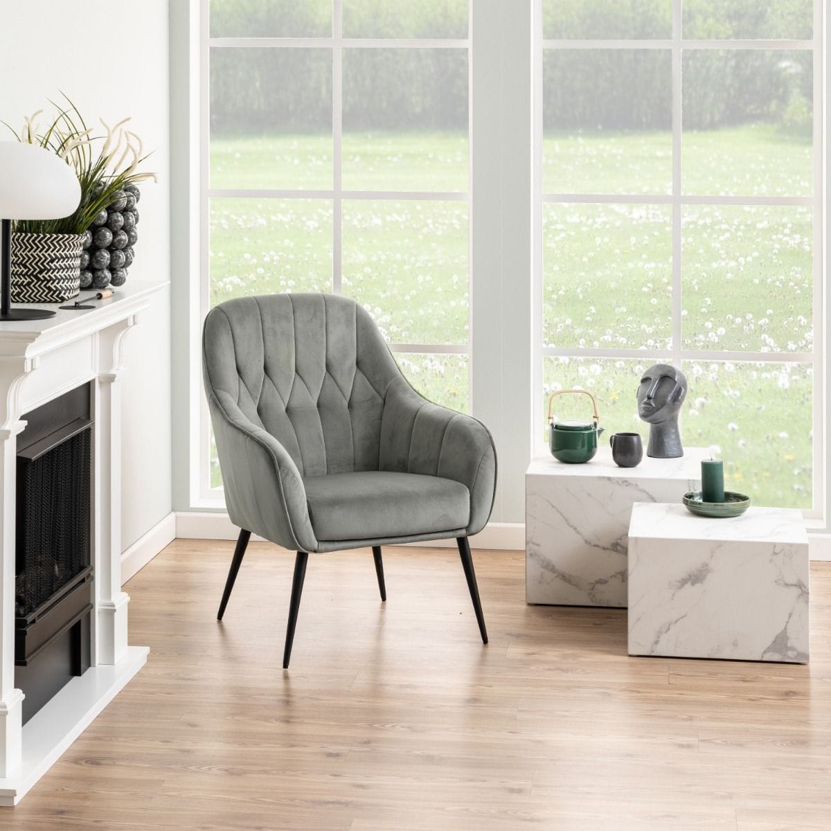 Coffee Table Dice Square Coffee Table Set in White Marble Carrara