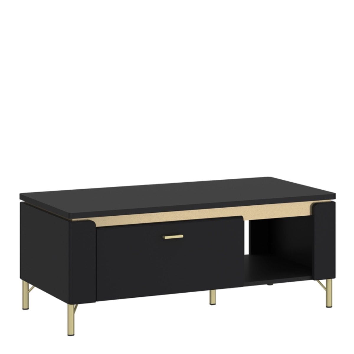 Coffee Table Genoa Coffee Table 1 Drawer in Black Matt/Gold