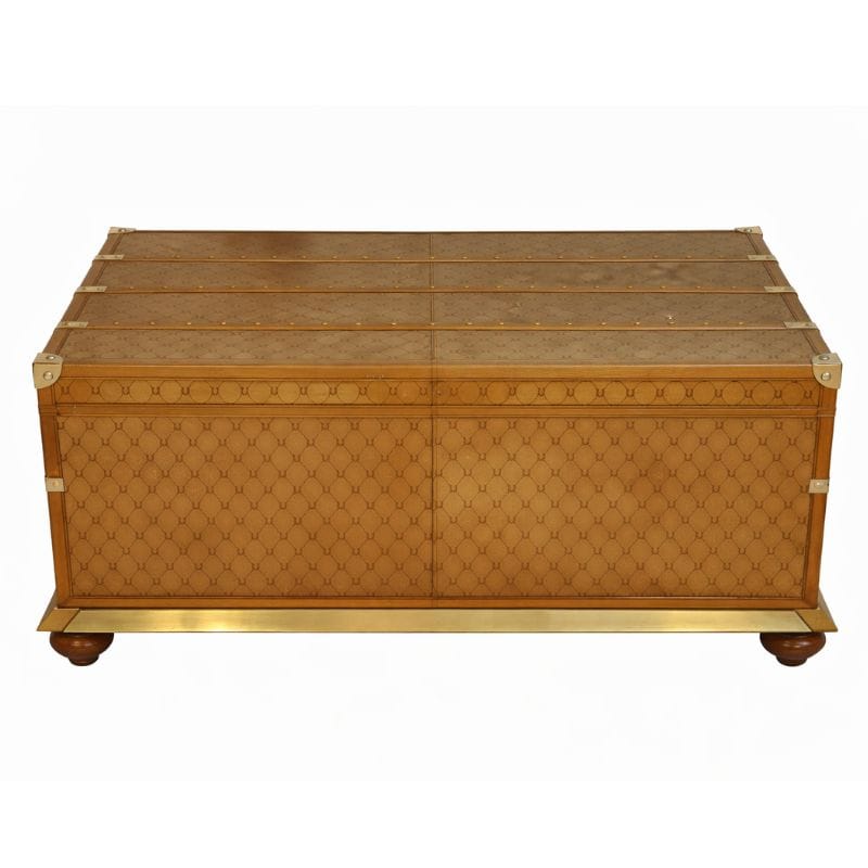 Coffee Table Handcrafted Leather Coffee Table With Drawer