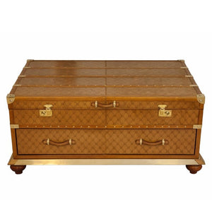 Coffee Table Handcrafted Leather Coffee Table With Drawer