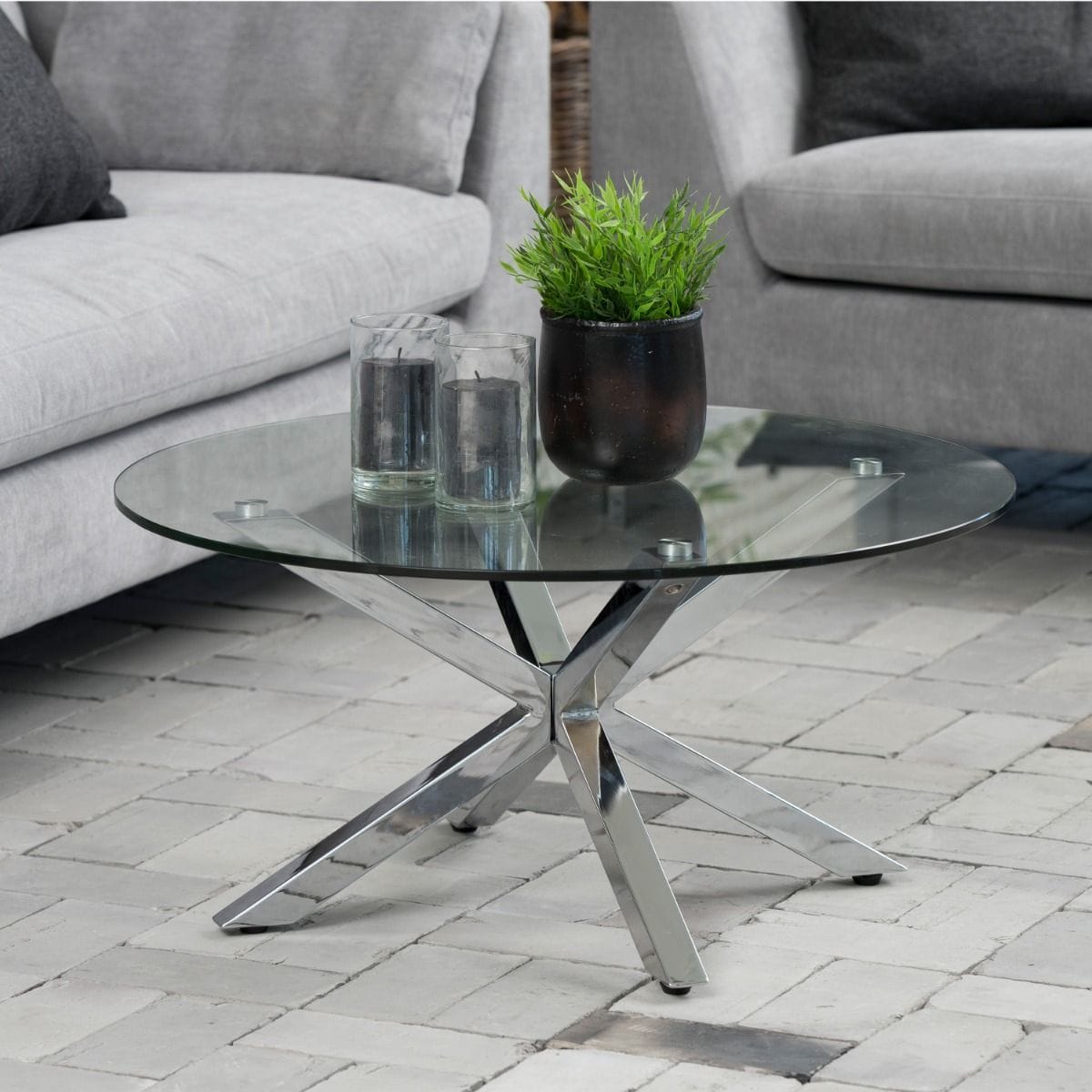 Coffee Table Heaven Round Coffee Table with Glass Top 82-40cm