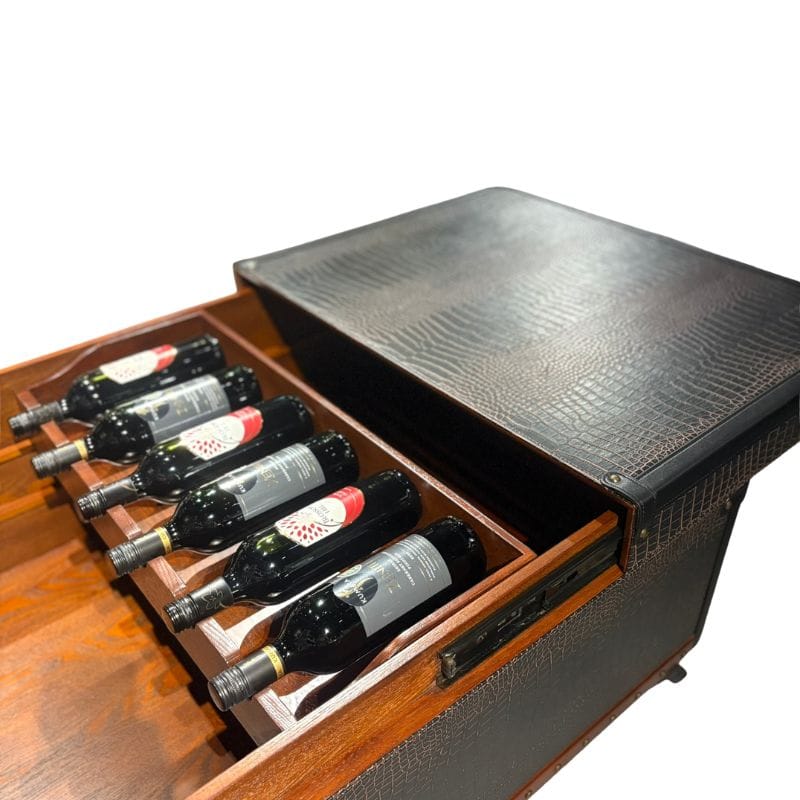 Coffee Table Kensington Leather Coffee Table with Wine Storage