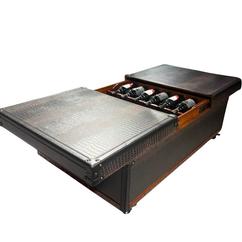 Coffee Table Kensington Leather Coffee Table with Wine Storage