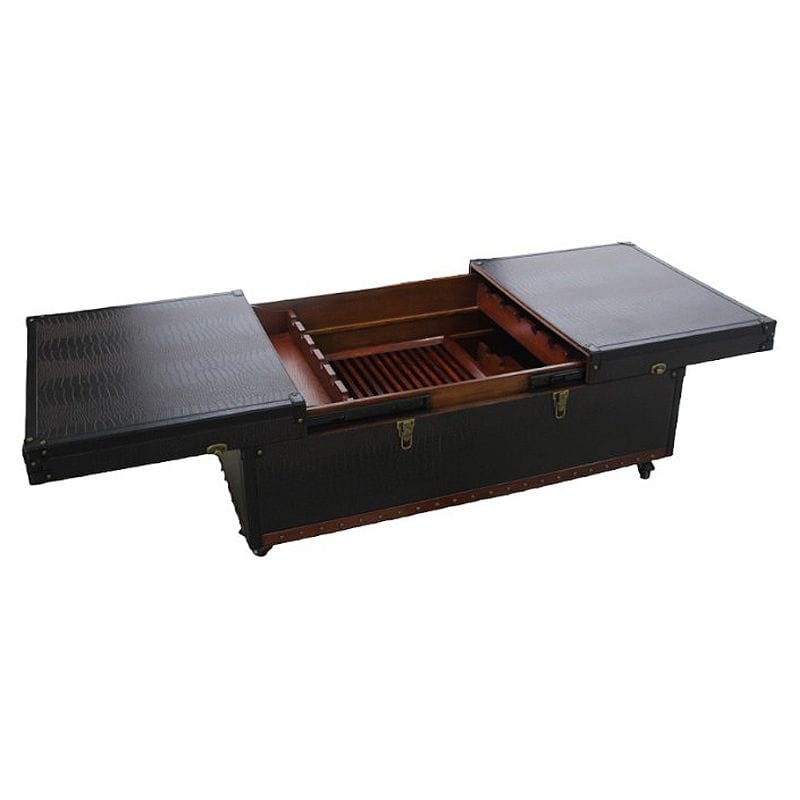 Coffee Table Kensington Leather Coffee Table with Wine Storage