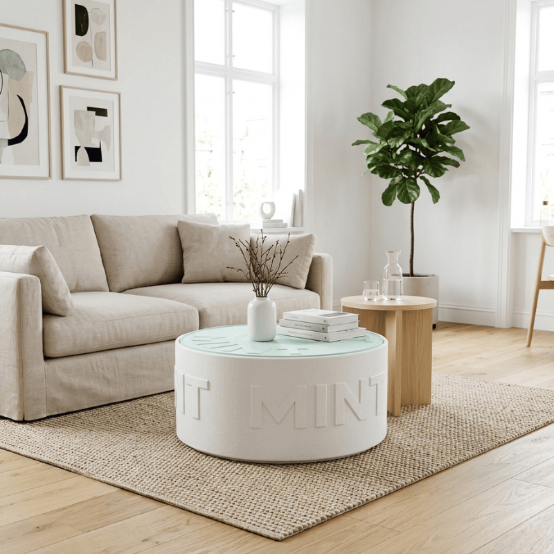 Coffee Table Mint Icon Upholstered Round Coffee Table