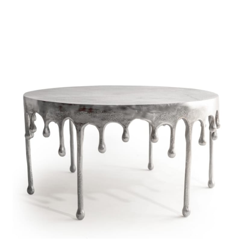 Coffee Table Raw Nickel "Dali" Drip Aluminium Coffee Table