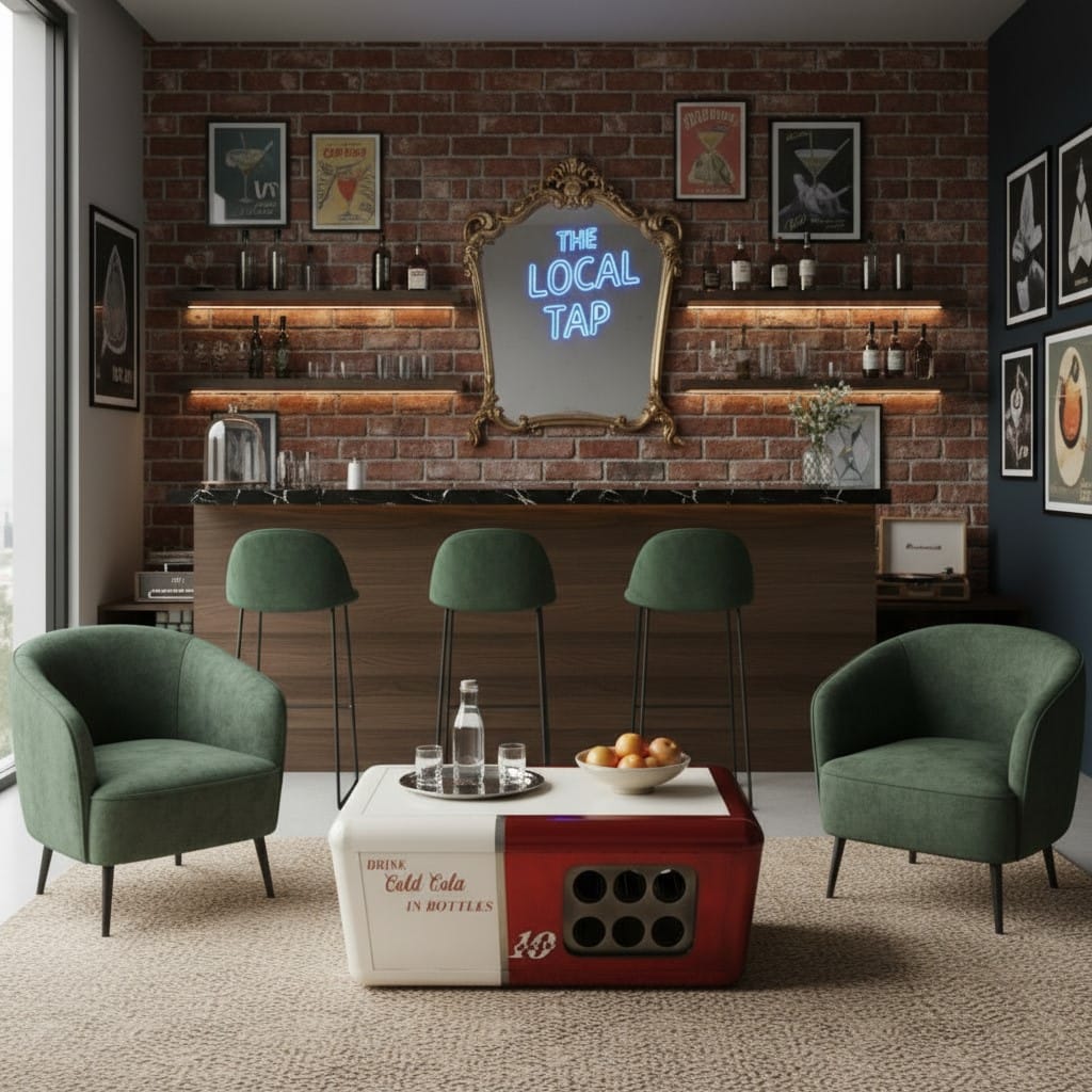 Coffee Table Retro Soda Bar Coffee Table – Antique Red & Cream