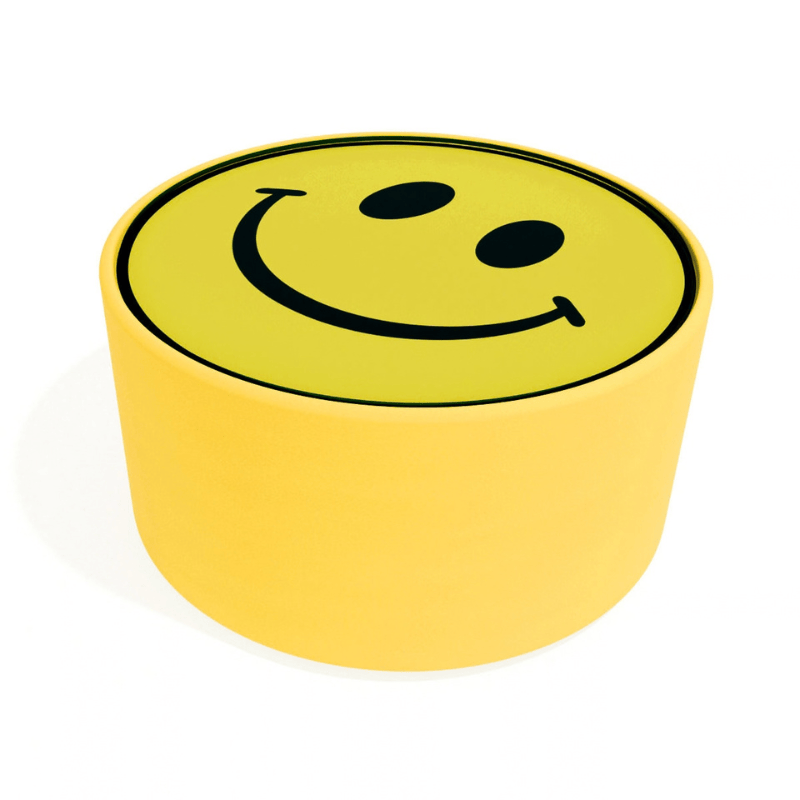 Coffee Table Smiley Face Icon Upholstered Round Coffee Table