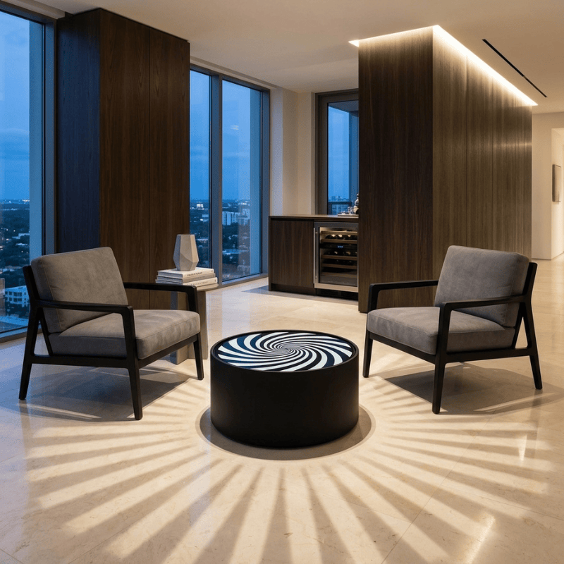 Coffee Table Spiral Icon Upholstered Round Coffee Table