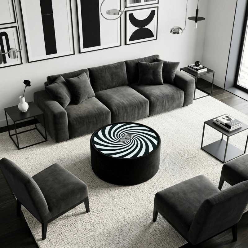 Coffee Table Spiral Icon Upholstered Round Coffee Table