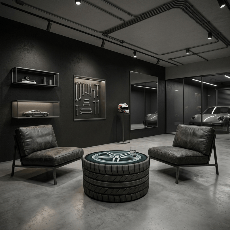 Coffee Table Tyre Icon Upholstered Round Coffee Table