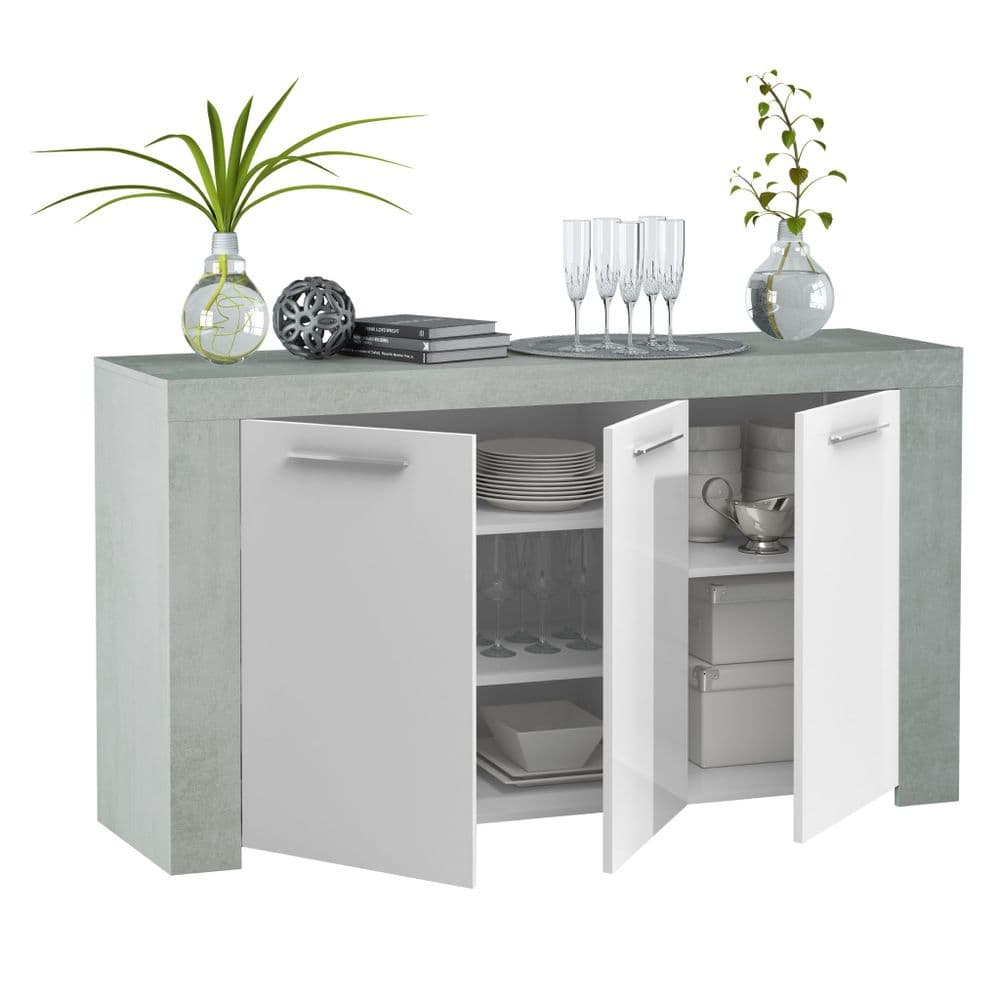 Dalma White Gloss and Grey Sideboard
