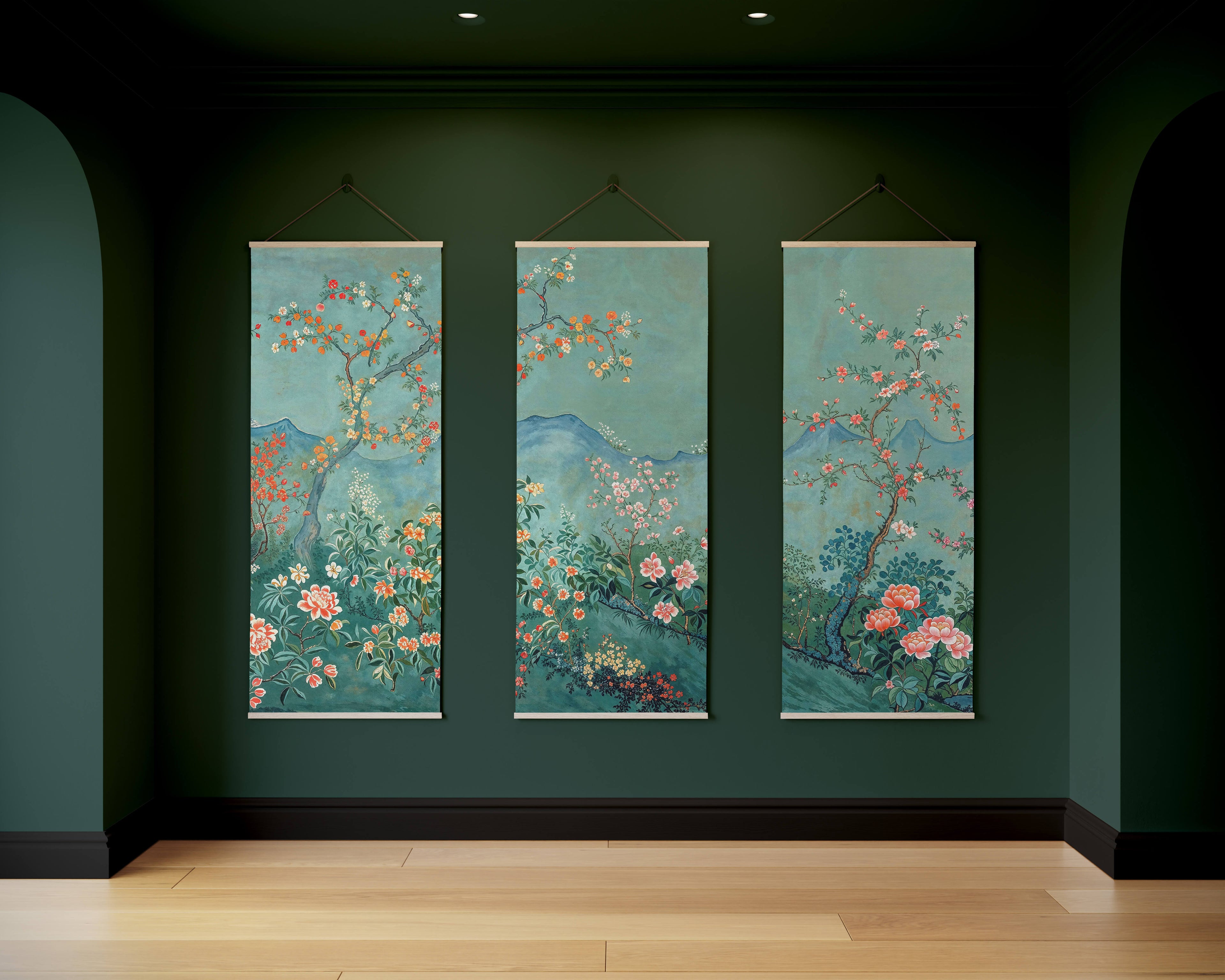 Teal Chinoiserie Tapestry