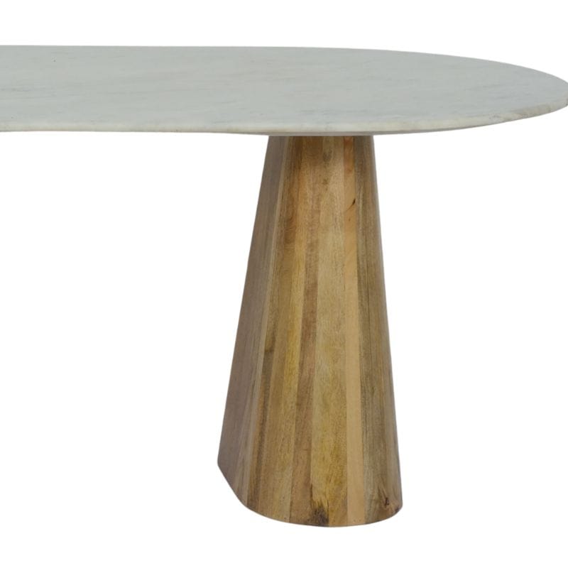 Dining Table Norwa Wooden Oval Marble Top Dining Table