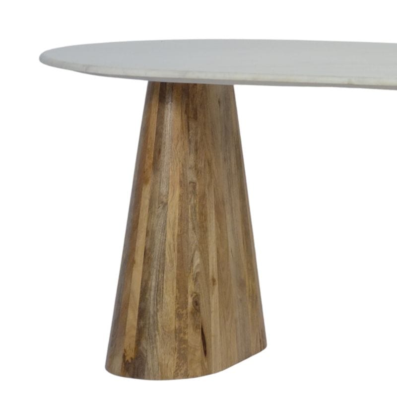 Dining Table Norwa Wooden Oval Marble Top Dining Table