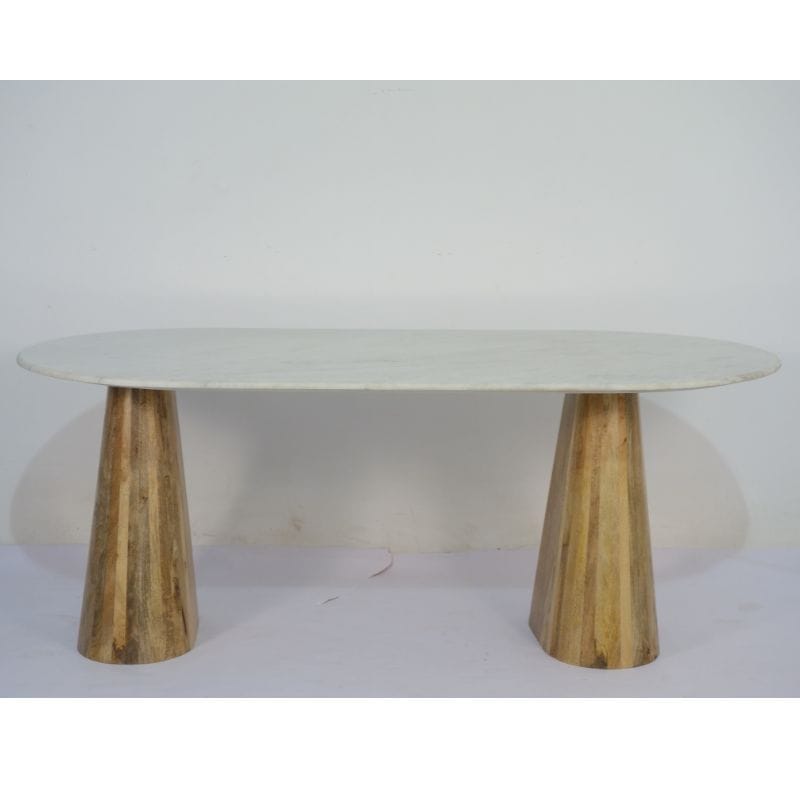 Dining Table Norwa Wooden Oval Marble Top Dining Table
