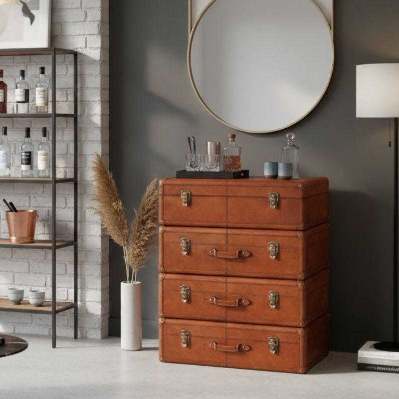 Dresser Handcrafted Dresser with Drawers – Cognac