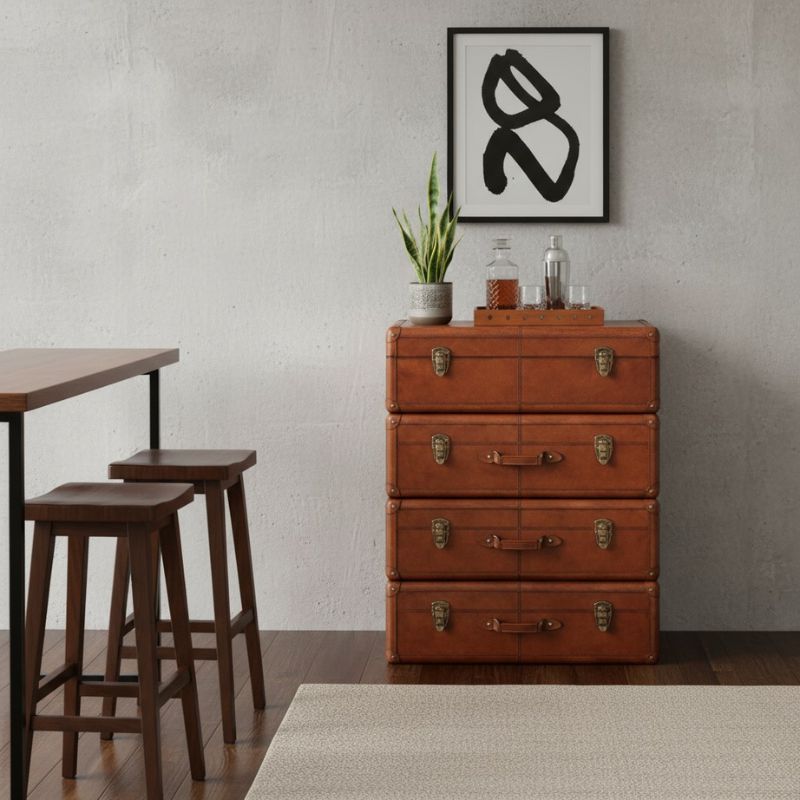 Dresser Handcrafted Dresser with Drawers – Cognac