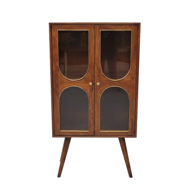 Drinks Cabinet Agwari Wooden 2 Door Glass Cabinet