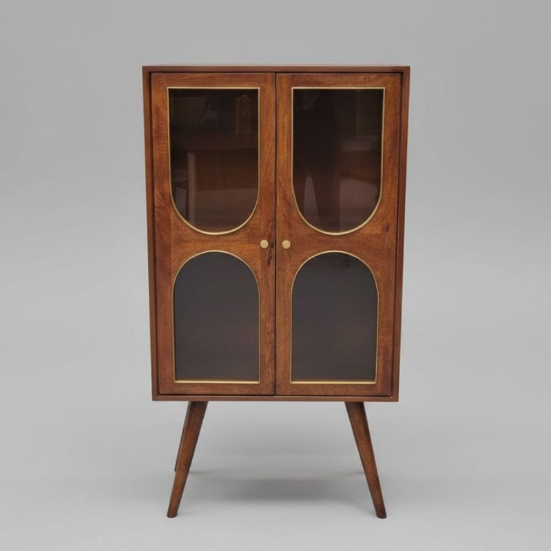 Drinks Cabinet Agwari Wooden 2 Door Glass Cabinet