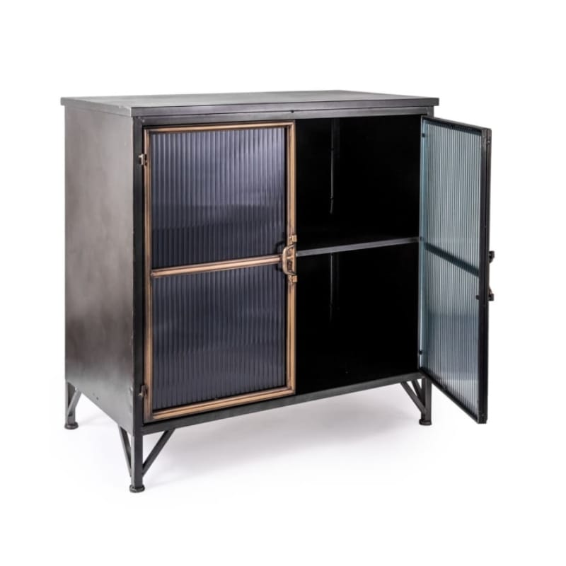 Drinks Cabinet Black and Antique Gold "Orwell" Wide Cabinet
