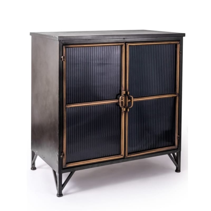 Drinks Cabinet Black and Antique Gold "Orwell" Wide Cabinet