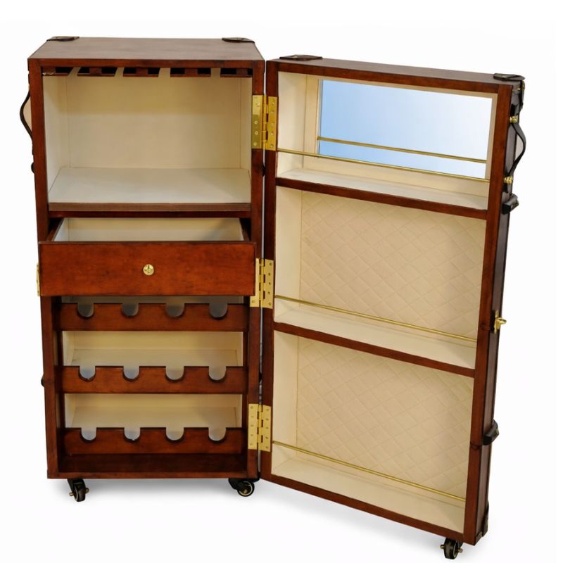 Drinks Cabinet Handcrafted Leather Bar - Cognac