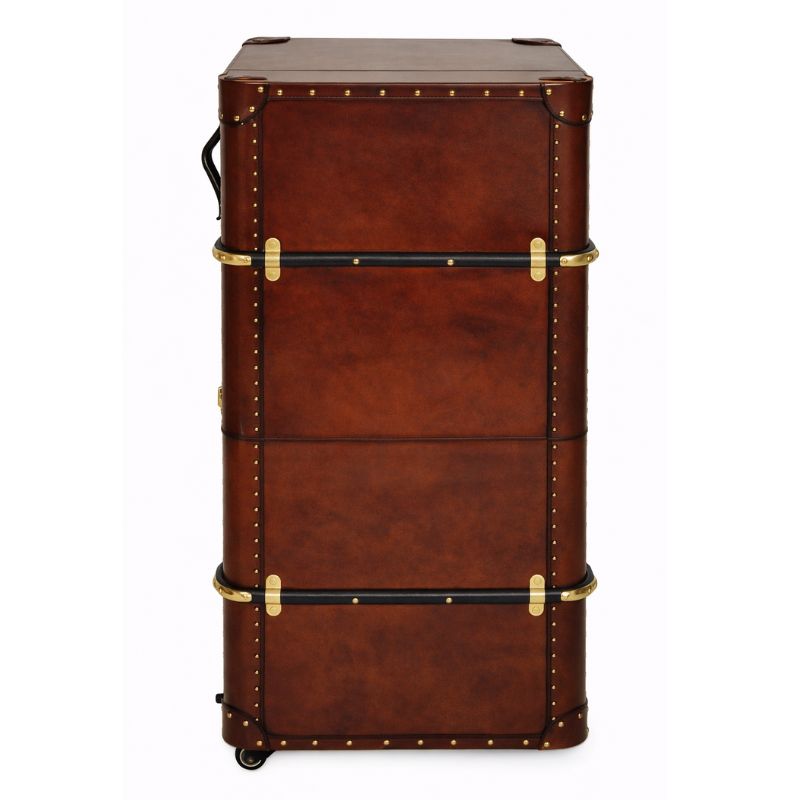 Drinks Cabinet Handcrafted Leather Bar - Cognac