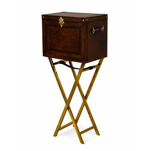 Drinks Cabinet Handcrafted Mini Bar on Gold Stand - Cognac