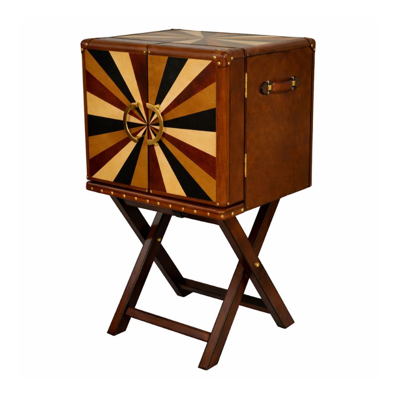 Drinks Cabinet Handcrafted Open Front Bar with Stand – Cognac