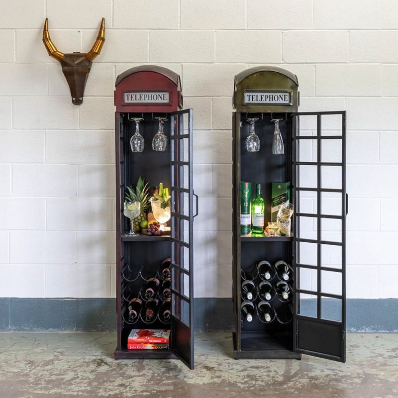 Drinks Cabinet Heritage Green Telephone Box Drinks Cabinet