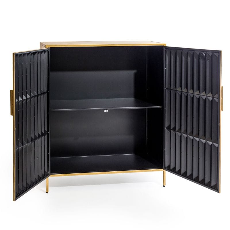 Drinks Cabinet Industrial Gold "Fitzgerald" 2 Door Metal Side Cabinet