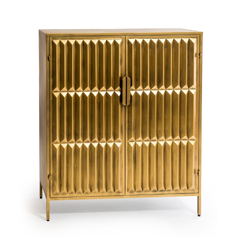 Drinks Cabinet Industrial Gold "Fitzgerald" 2 Door Metal Side Cabinet