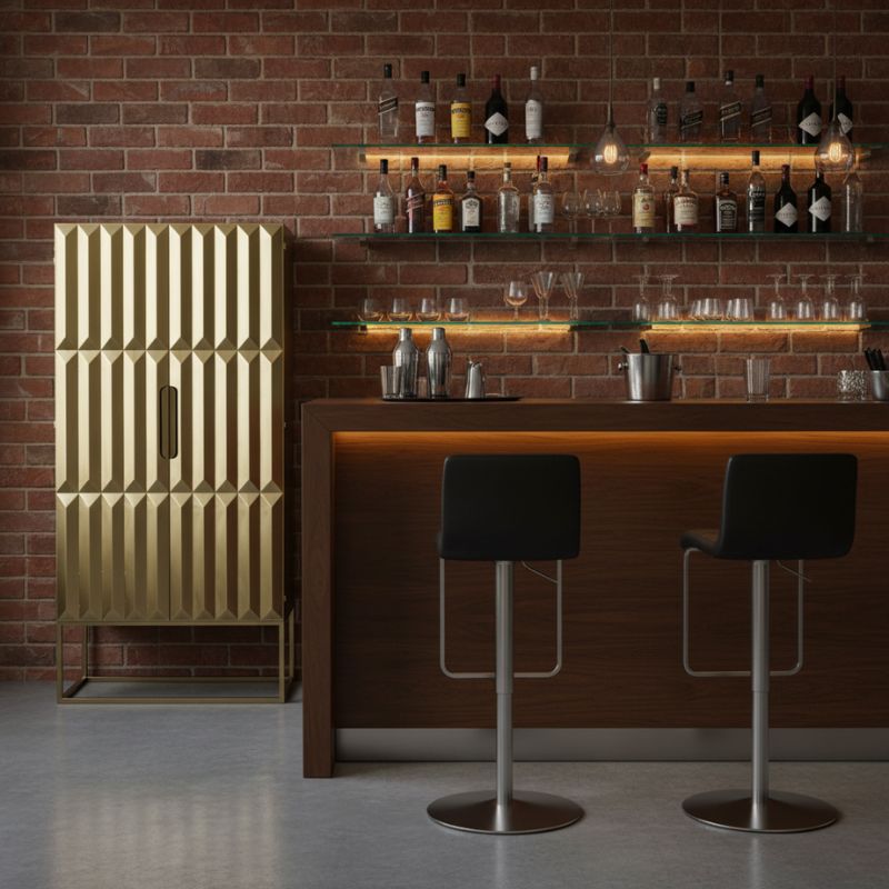 Drinks Cabinet Industrial Gold "Fitzgerald" Extra Large Storage Cabinet