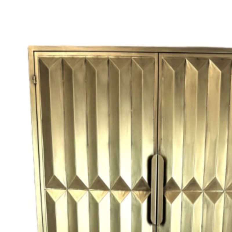 Drinks Cabinet Industrial Gold "Fitzgerald" Extra-Tall Cabinet with Shelves