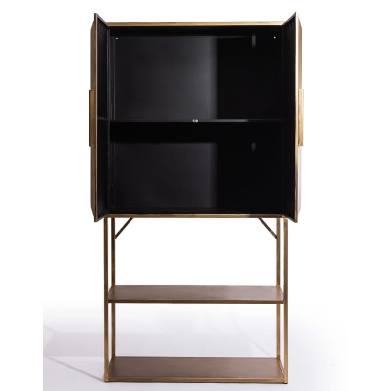 Drinks Cabinet Industrial Gold "Fitzgerald" Extra-Tall Cabinet with Shelves