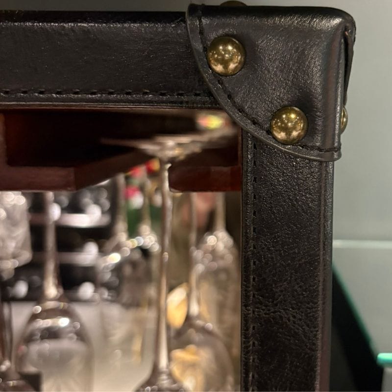Drinks Cabinet Kensington Leather Wine Cabinet with Mirror