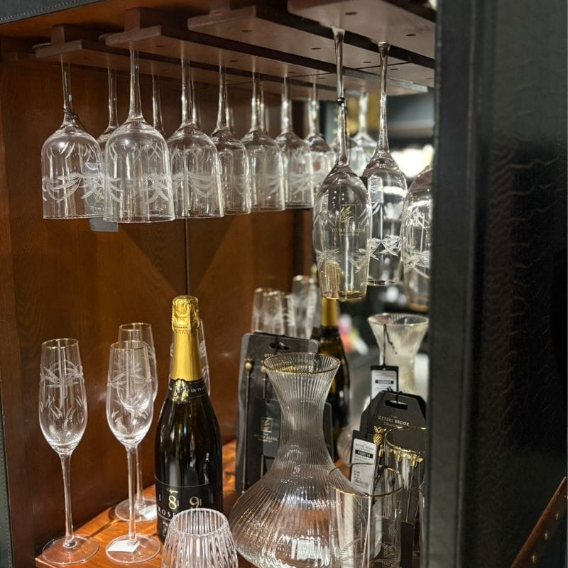 Drinks Cabinet Kensington Leather Wine Cabinet with Mirror