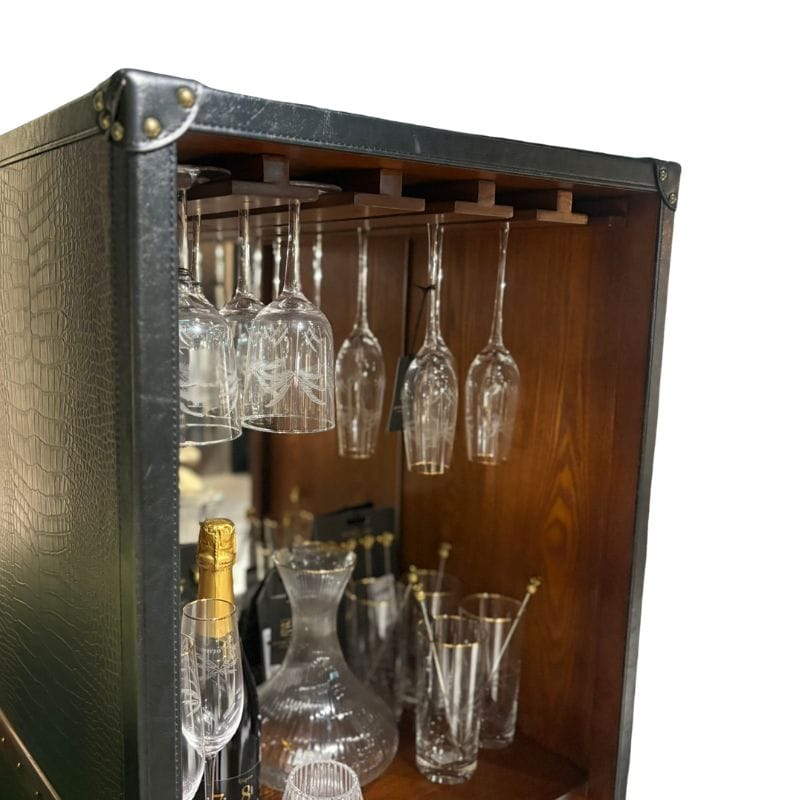 Drinks Cabinet Kensington Leather Wine Cabinet with Mirror