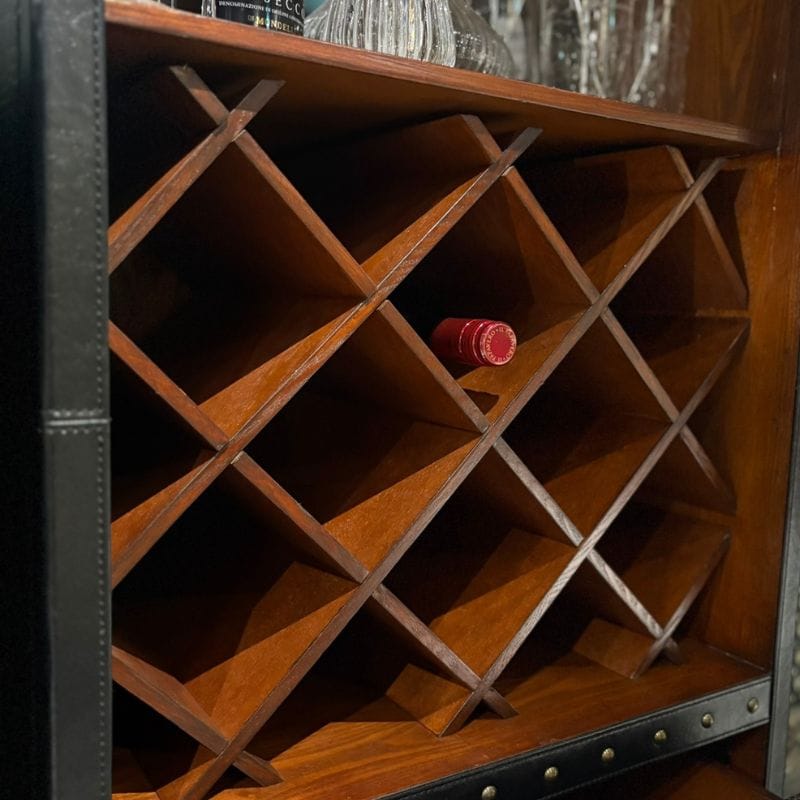 Drinks Cabinet Kensington Leather Wine Cabinet with Mirror