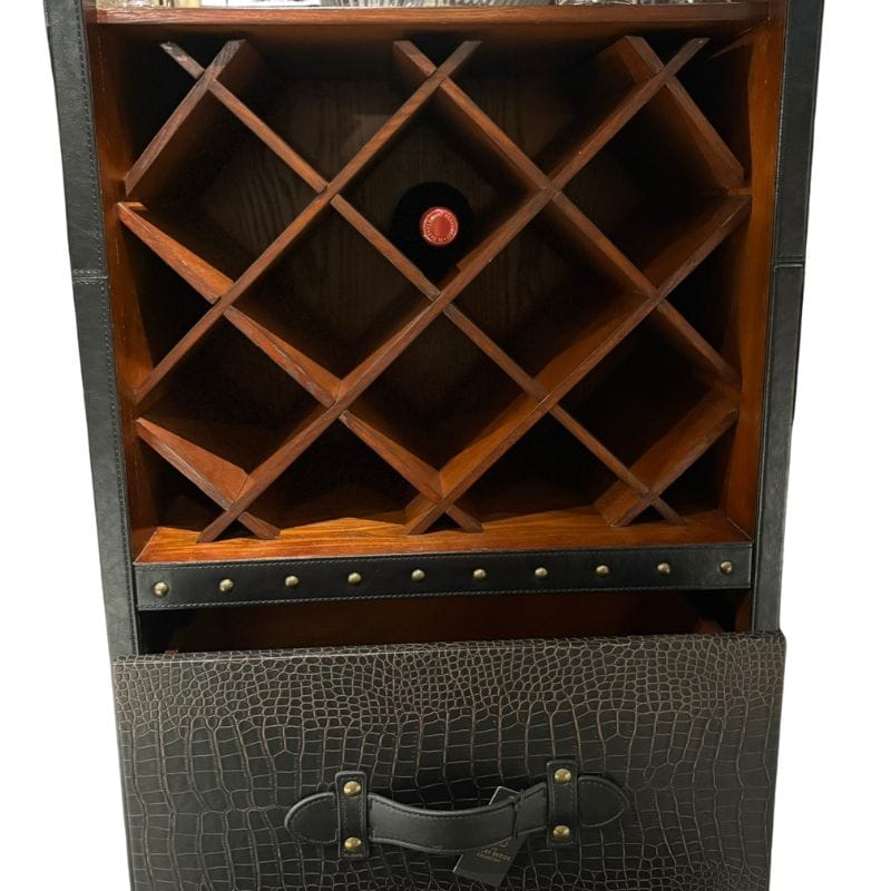 Drinks Cabinet Kensington Leather Wine Cabinet with Mirror