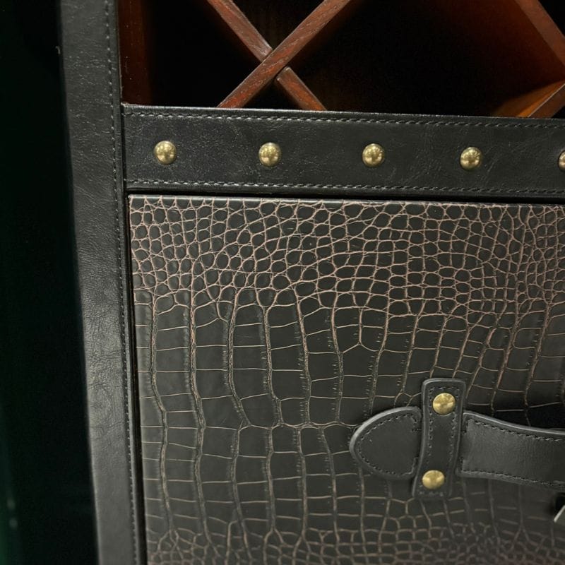 Drinks Cabinet Kensington Leather Wine Cabinet with Mirror