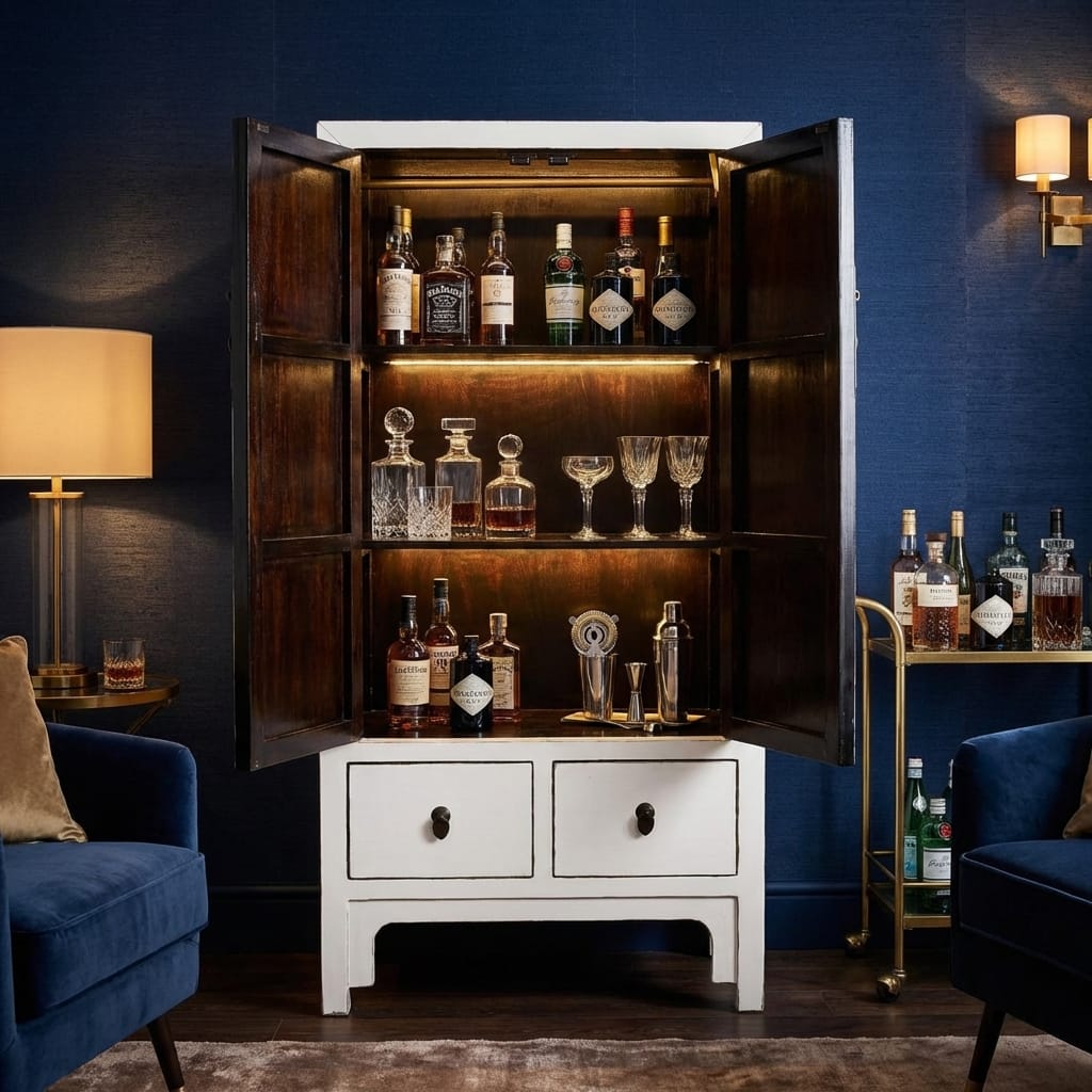 Drinks Cabinet Kyoto White Pine Tall Drinks Cabinet