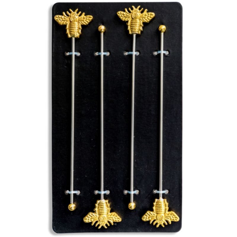 Drinks Stirrers Set of 4 Gold Bumblebee Drinks Stirrers