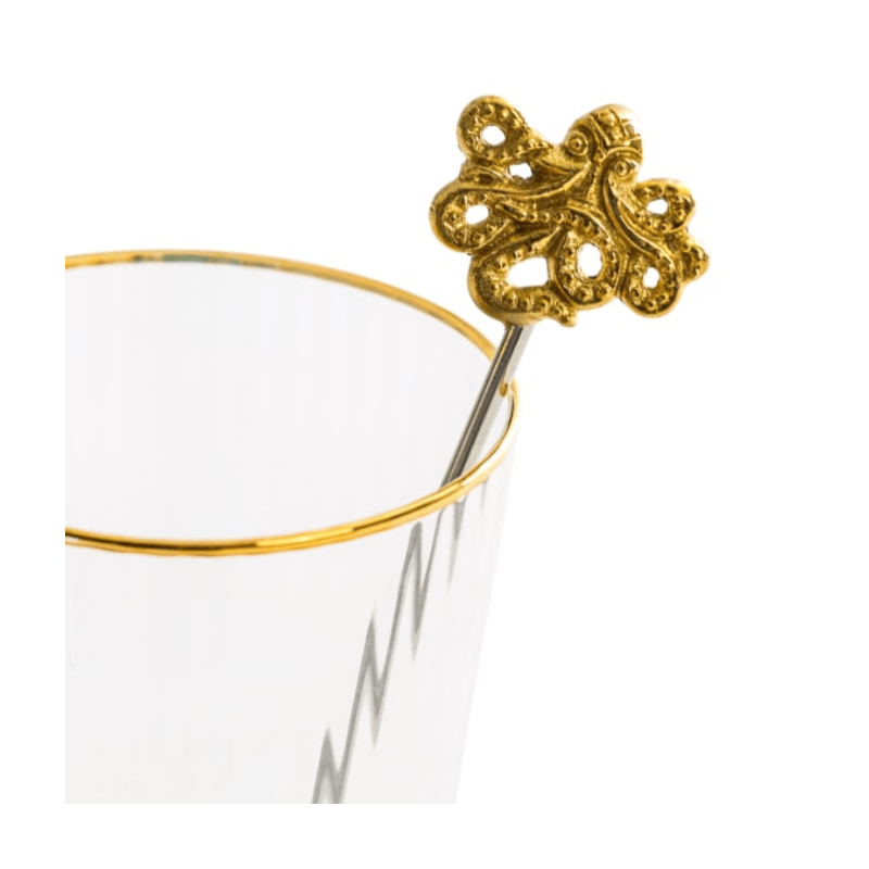 Drinks Stirrers Set of 4 Gold Octopus Drinks Stirrers