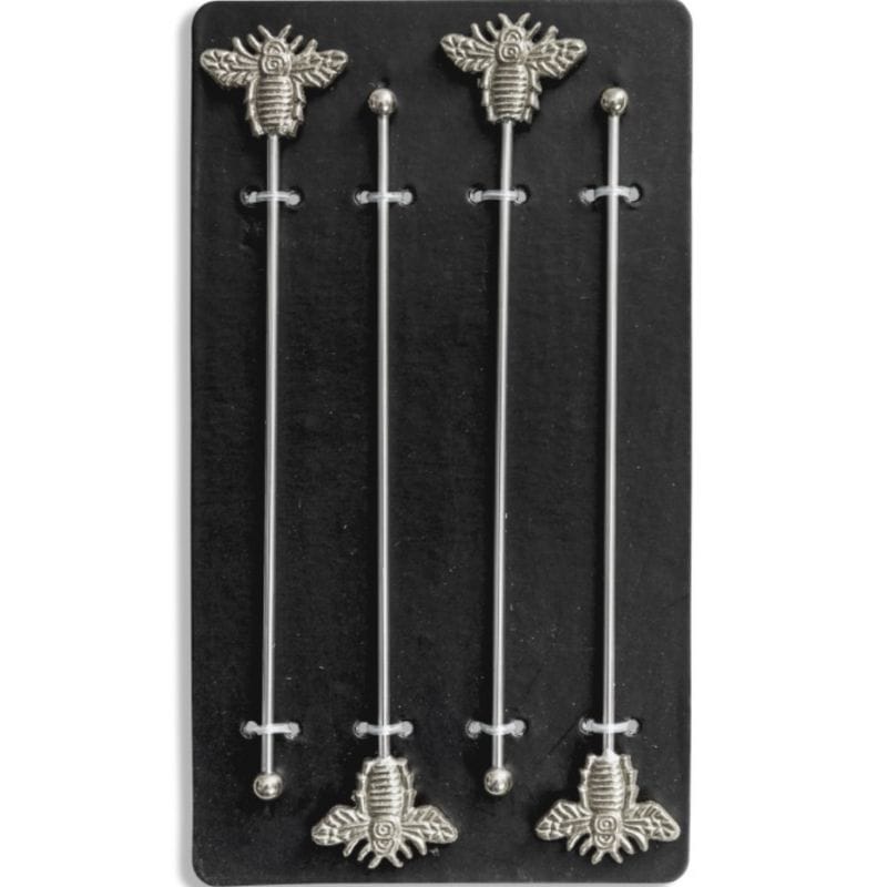 Drinks Stirrers Set of 4 Nickel Bumblebee Drinks Stirrers
