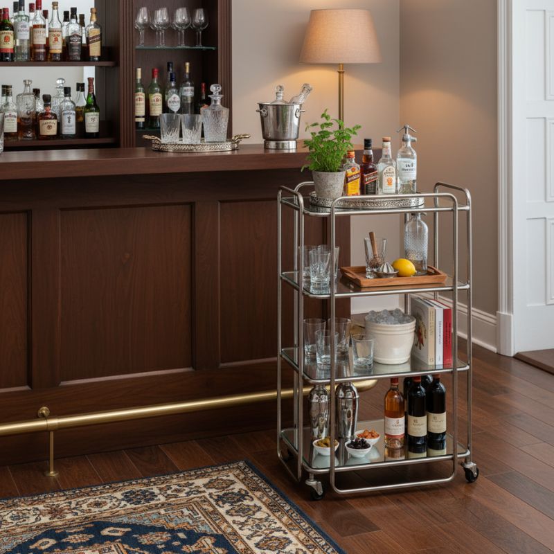 Drinks Trolley 4-Tier Mirrored Drinks Trolley