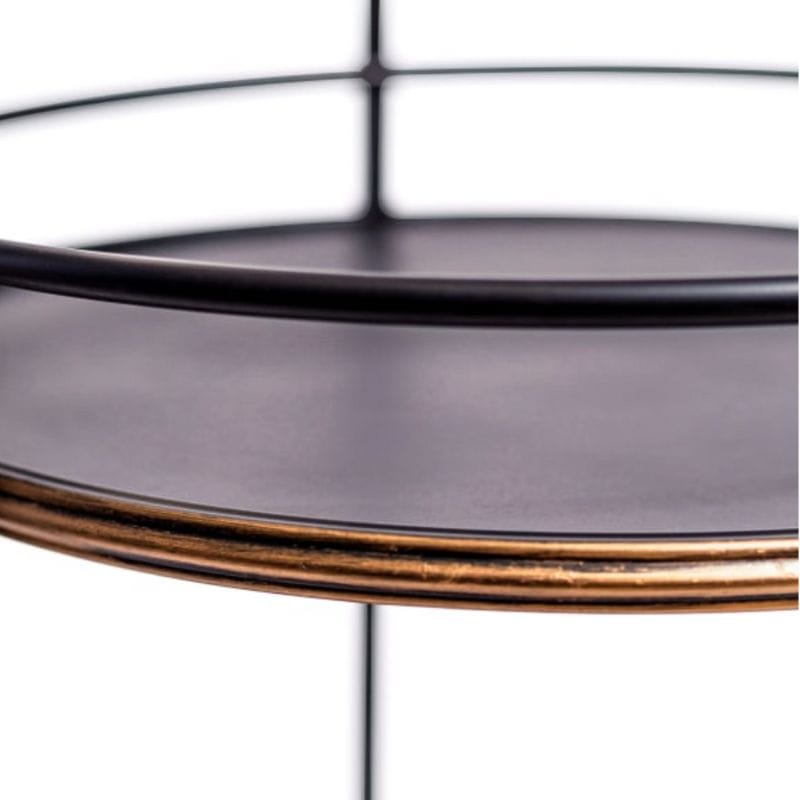 Drinks Trolley Antiqued Black & Gold 3-Tier Drinks Trolley