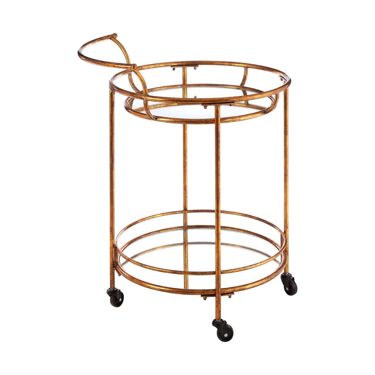 Drinks Trolley Aurelie Round Drinks Trolley – Warm Gold & Mirror