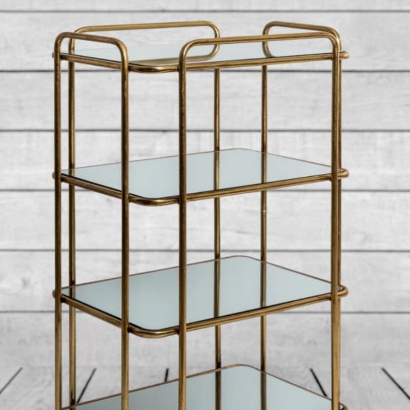 Drinks Trolley Gold Frame & Mirror Shelf Drinks Trolley
